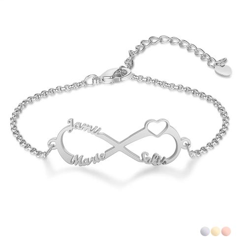 infinity armband 3 namen zilver goud rose