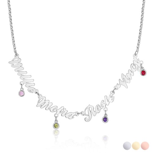 Naamketting met 1 tot 4 namen en geboortesteentjes